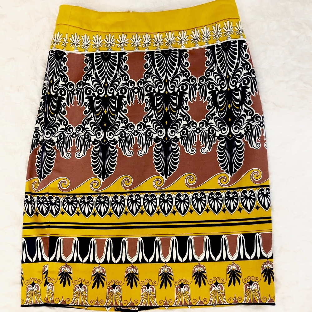 J Crew Tribal Pencil Skirt Cotton